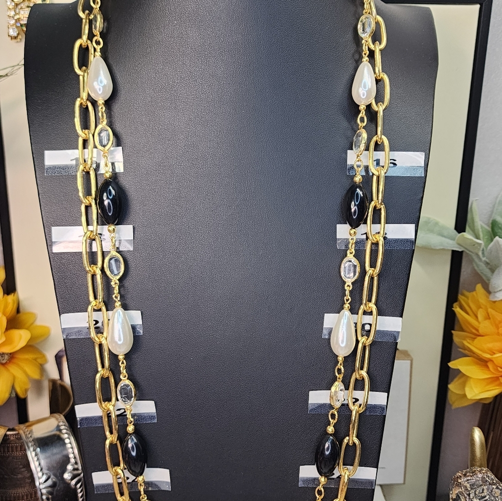 EUC Goldtone Necklace Double Strand 36" - Picture 4 of 7